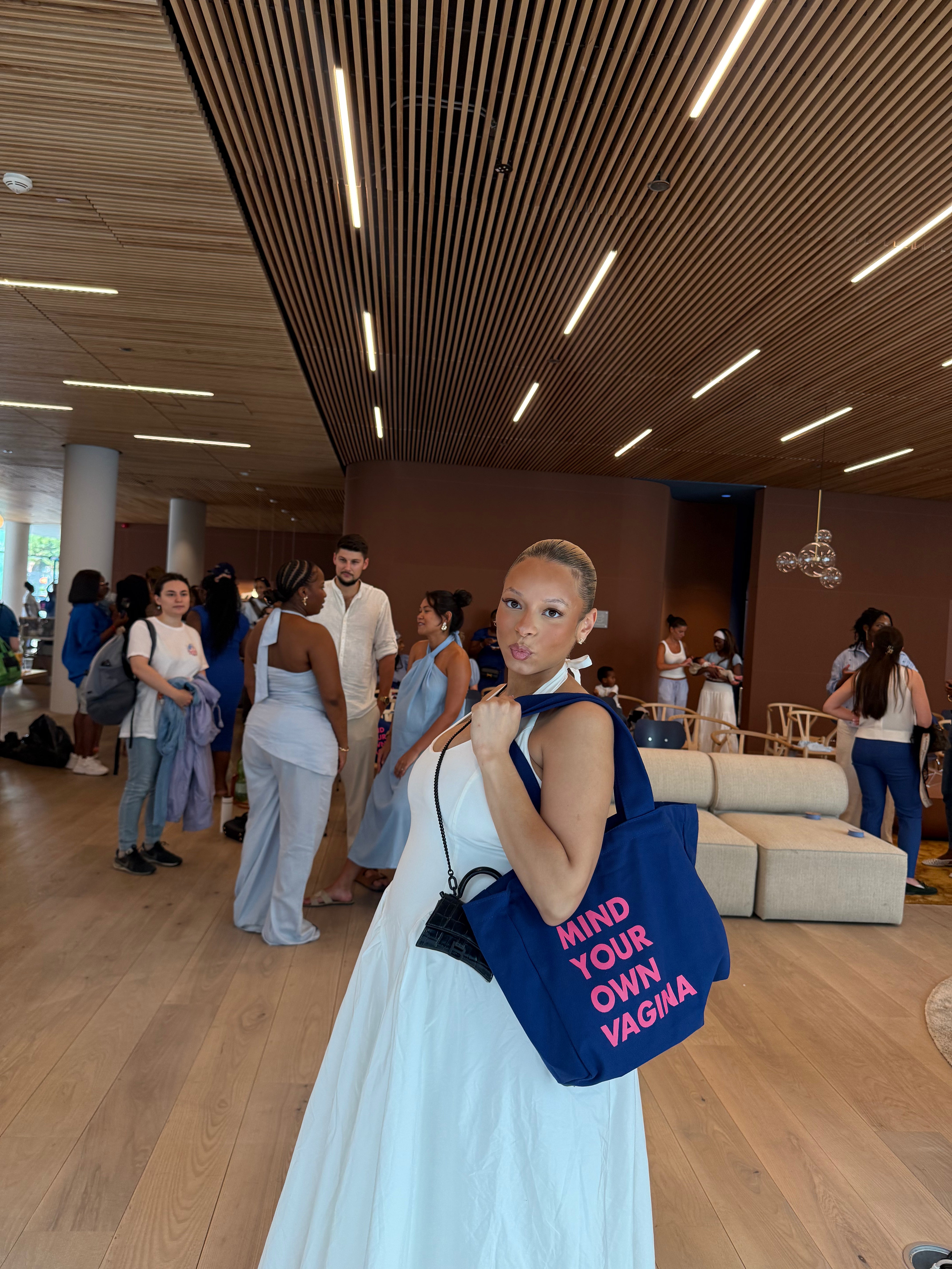 Mind Your Own Vagina Tote Bag (Blue)