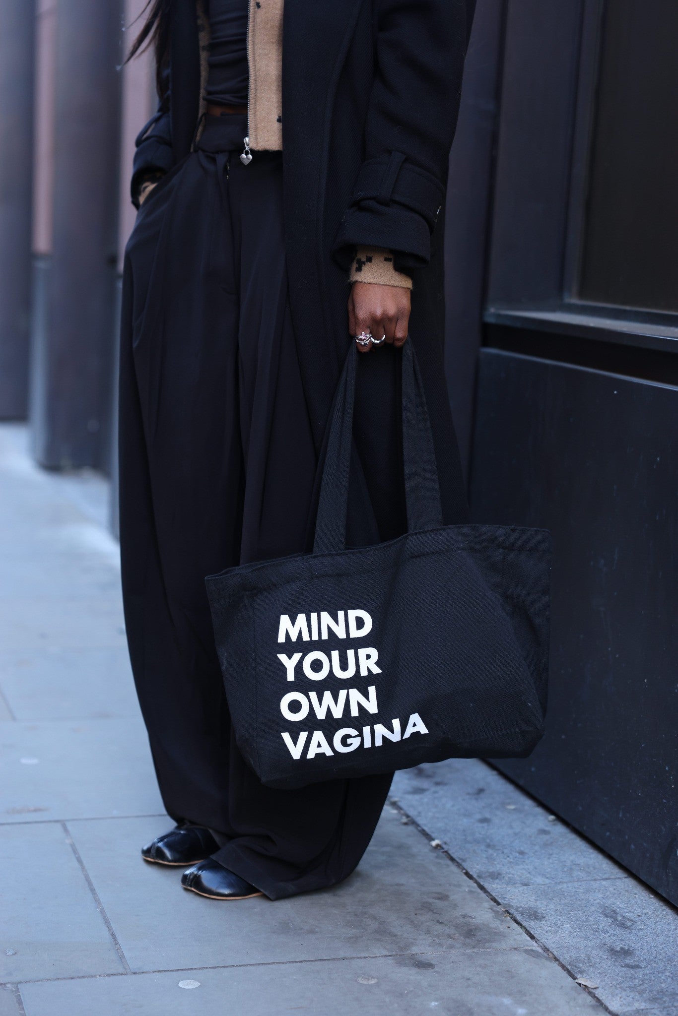 Mind Your Own Vagina Tote Bag (Black)